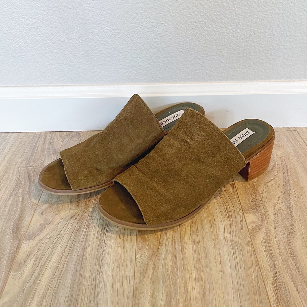 Steve Madden Olive Peep Toe Mule Sides